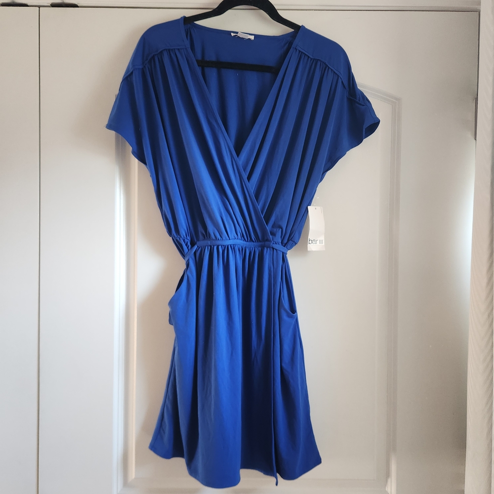 Bar III Macy's Royal Blue Wrap Dress